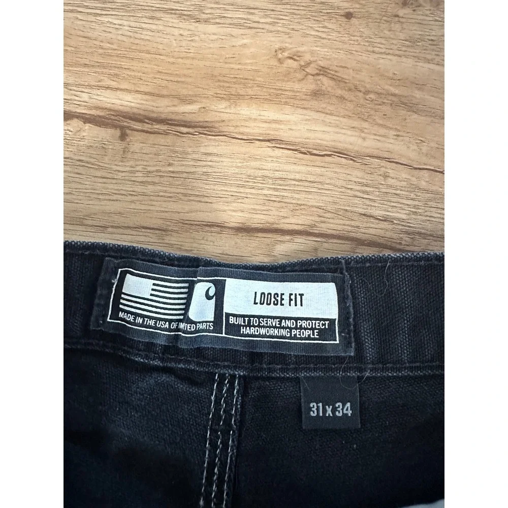 Carhartt B01 Black Double Knee Carpenter Pants 31x34 Made USA Loose Fit